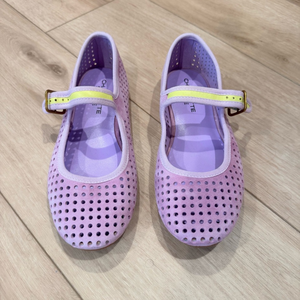 CS Raleigh suede flats Lilac Perf 7 ballet ballerina lime green mesh flats trend - Picture 3 of 11